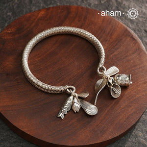 A.M P.M Silver Bracelet with Charms