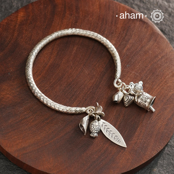 A.M P.M Silver Bracelet with Charms