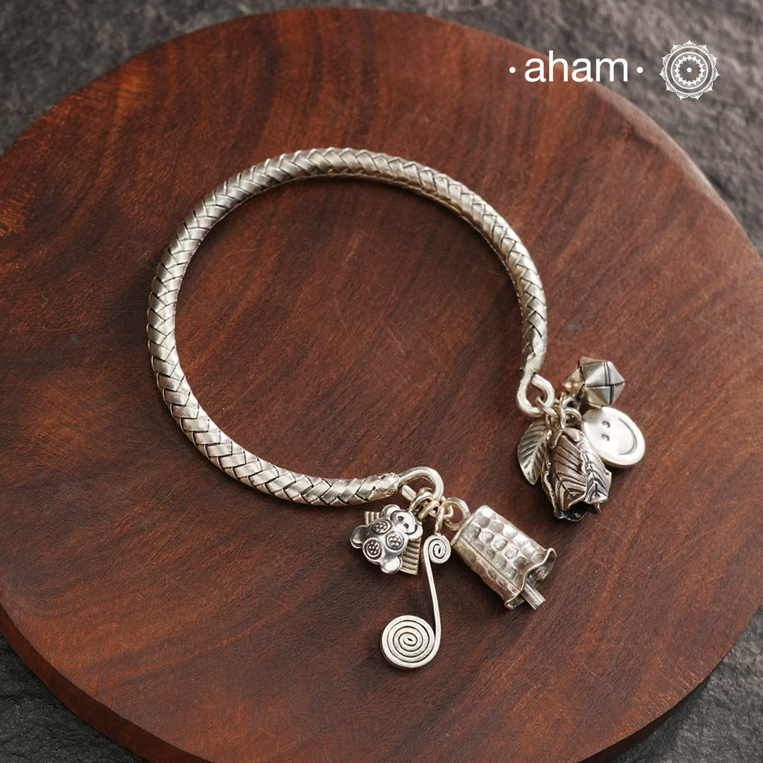 A.M P.M Silver Bracelet with Charms