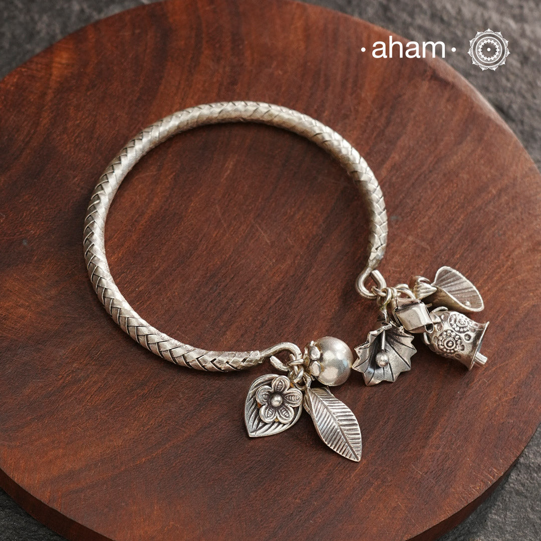 A.M P.M Silver Bracelet with Charms