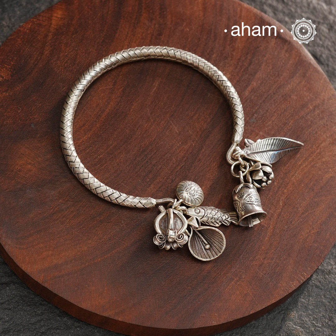 A.M P.M Silver Bracelet with Charms