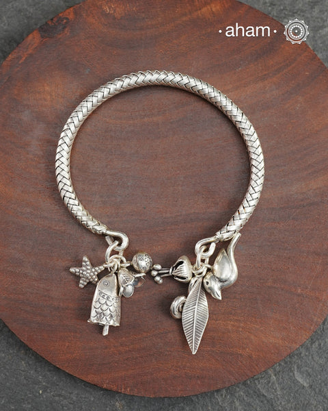 A.M P.M Silver Bracelet with Charms