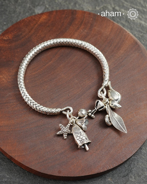 A.M P.M Silver Bracelet with Charms