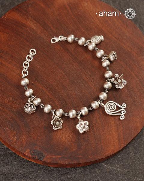 A.M P.M Charm Silver Bracelet