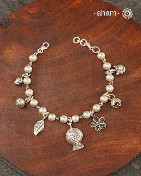 A.M P.M Charm Silver Bracelet
