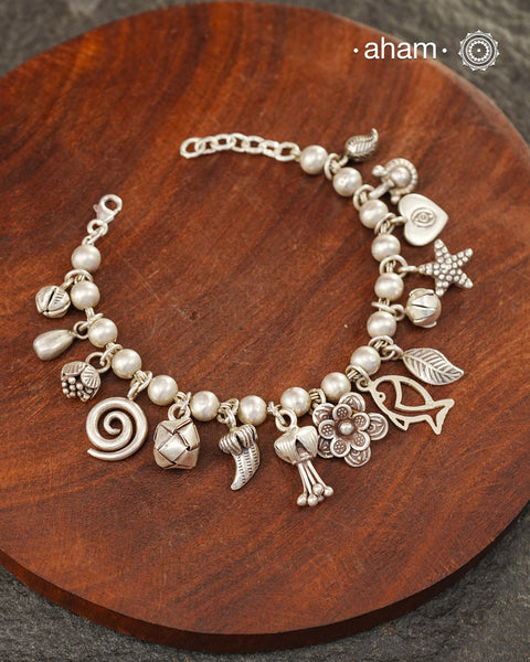 A.M P.M Charm Silver Bracelet