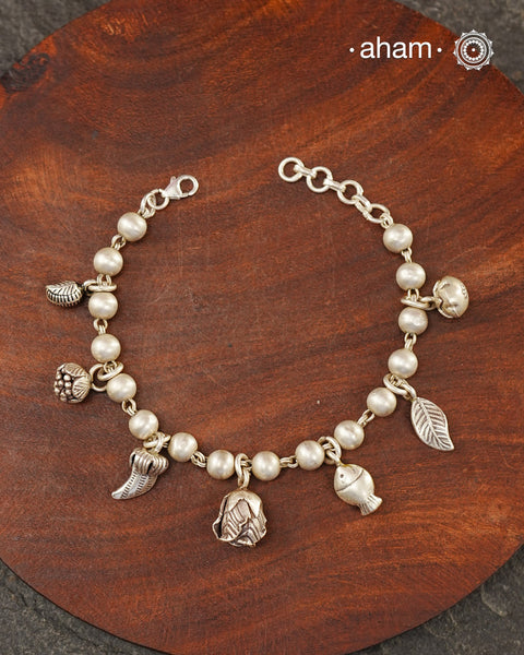 A.M P.M Charm Silver Bracelet