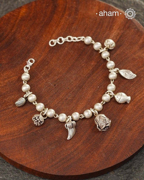 A.M P.M Charm Silver Bracelet