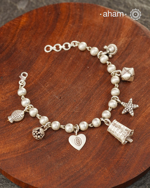 A.M P.M Charm Silver Bracelet