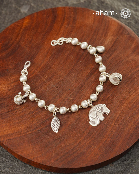 A.M P.M Charm Silver Bracelet