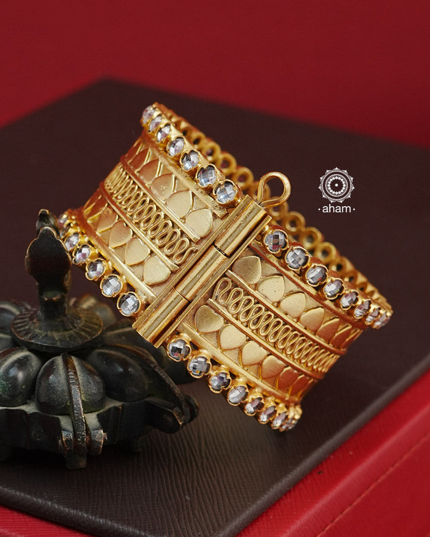 Gold Polish Silver Kada (Size: Openable)