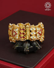 Classic and versatile gold polish kundan Kadas, handcrafted in 92.5 sterling silver.  Must have for piece for weddings and occasions.     The price is for 2 piece kada only.  Comes as a pair. 