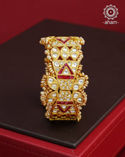 Classic and versatile gold polish kundan Kadas, handcrafted in 92.5 sterling silver.  Must have for piece for weddings and occasions.     The price is for 2 piece kada only.  Comes as a pair. 