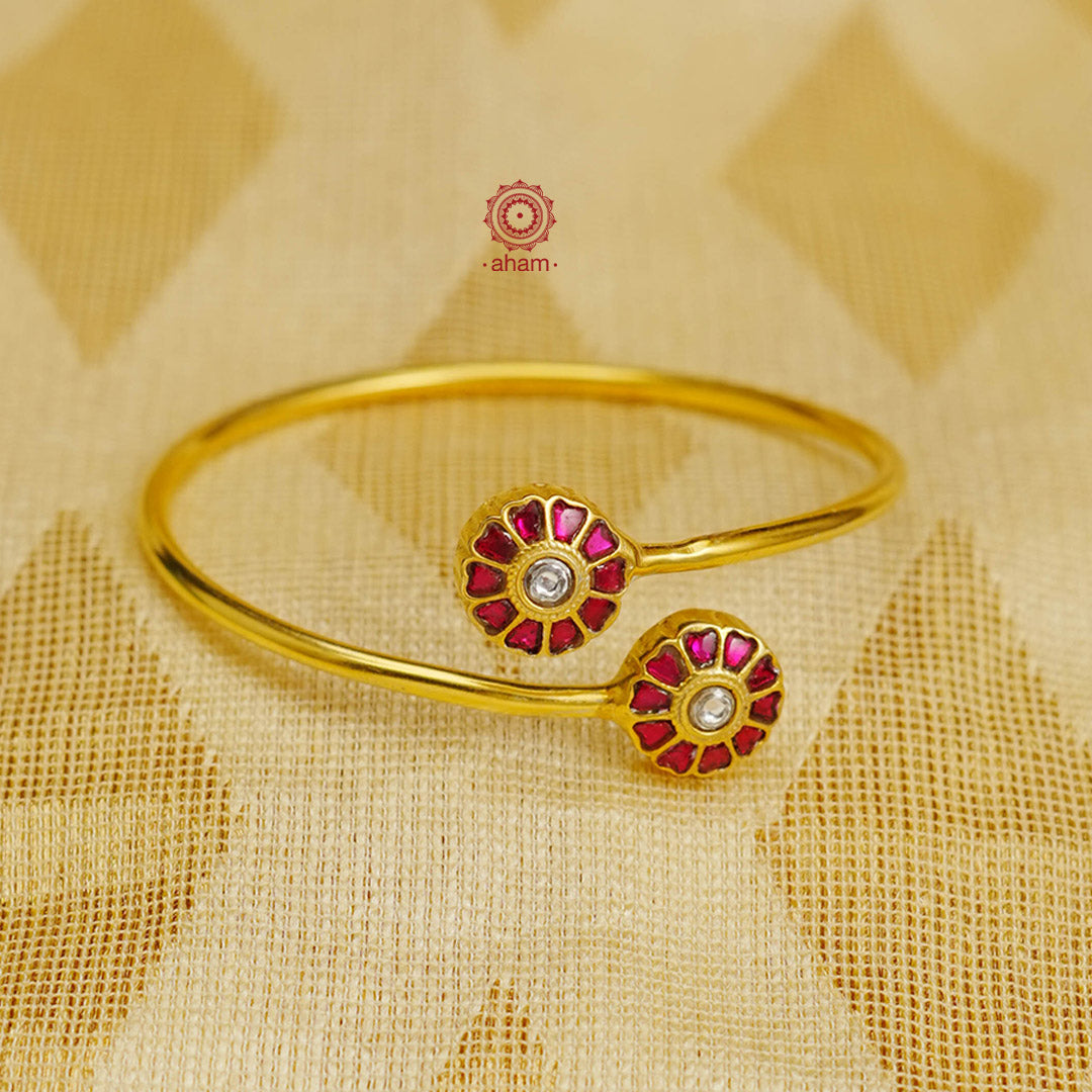 Beautiful, fun, lightweight twist & wear bracelets. Handcrafted in silver with gold polish and perfect kundan highlights. Wear them alone or stack them. They are also great budget buys that you can gift your loved ones this festive season.