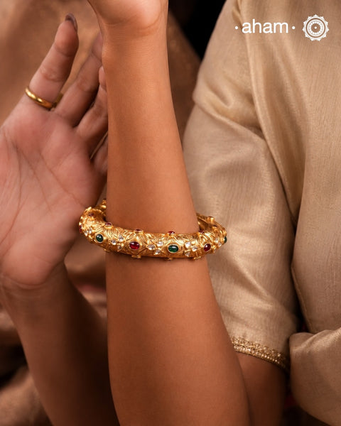 Gold Polish Silver Kada (Size: 2.2, Openable)