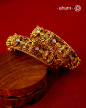 Lakshmiji Nakshi Gold Polish Silver Kada (Size: 2.5, Openable)