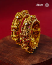 Lakshmiji Nakshi Gold Polish Silver Kada (Size: 2.5, Openable)