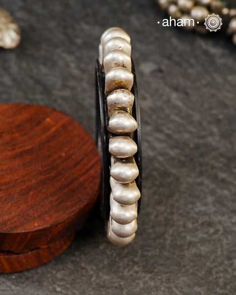 Vintage Silver Kada from Rajasthan. Beautiful piece from a bygone era, that bring back memories and stories of that time. Comes with a plastic bangle inside. Super light. Works great for stacking. The price is for one piece only.