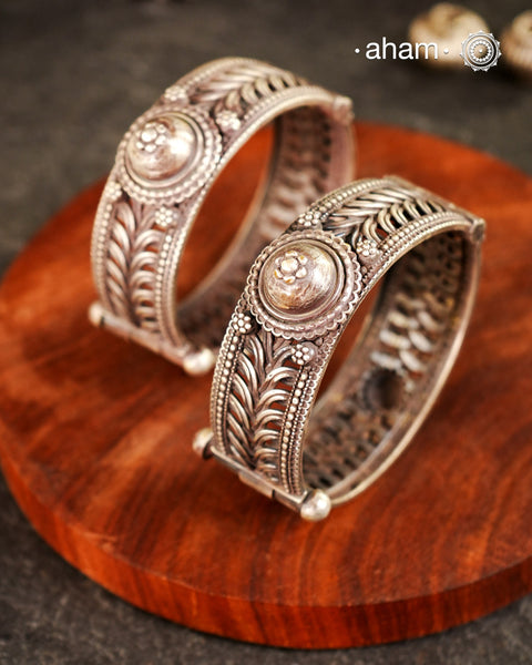 Vintage Tribal Silver Kada (Size 2.4, Openable)