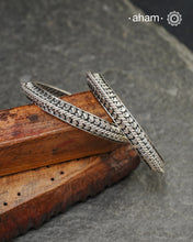 Pair of beautiful silver bangles crafted in 92.5 silver with fine craftsmanship from Kolhapur.