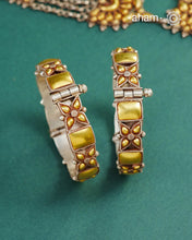 Bandhel Two Tone Silver Bangles (Size: 2.4)