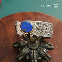 Handcrafted Ira 92.5 sterling silver kada with Lapiz highlights and Chitai work all over Minimal modern pieces that are great for stacking.
