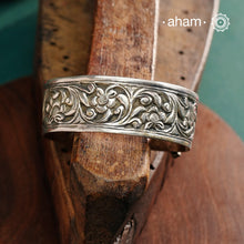 Handcrafted Ira 92.5 sterling silver kada with Lapiz highlights and Chitai work all over Minimal modern pieces that are great for stacking.