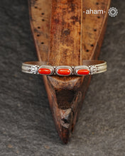 Himalayan Coral Silver Hand Cuff.
