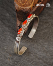 Himalayan Coral Silver Hand Cuff.