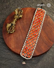 Himalayan Coral Silver Hand Cuff set in 92.5 silver