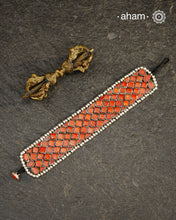 Himalayan Coral Silver Hand Cuff set in 92.5 silver
