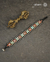Himalayan Turquoise &amp; Coral Silver Hand Cuff crafted in 92.5 silver