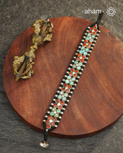Himalayan Turquoise &amp; Coral Silver Hand Cuff crafted in 92.5 silver