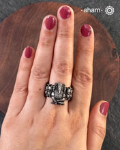 The most intricate Nakshi silver ring depicting Lord Ganesha with yali figure on each side. Crafted in 92.5 silver.