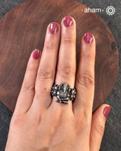 The most intricate Nakshi silver ring depicting Lord Ganesha with yali figure on each side. Crafted in 92.5 silver.