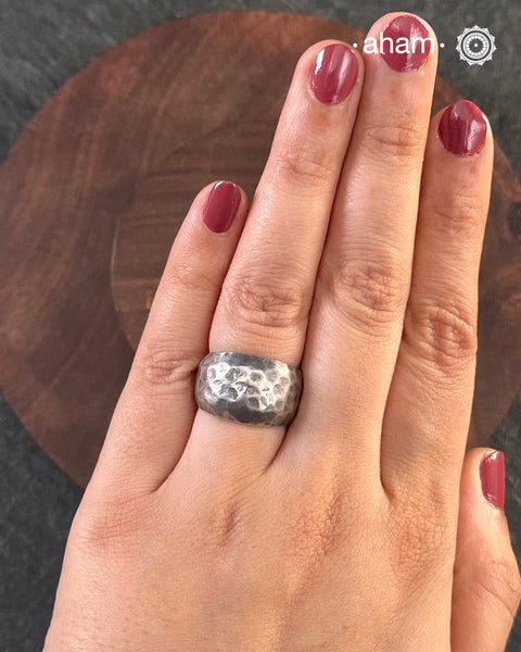 Handcrafted Ring in 92.5 sterling silver with beaten texture.