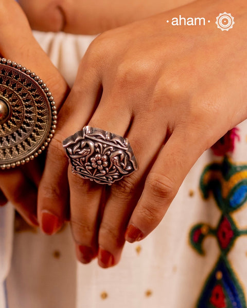 Mewad Peacock Silver Ring