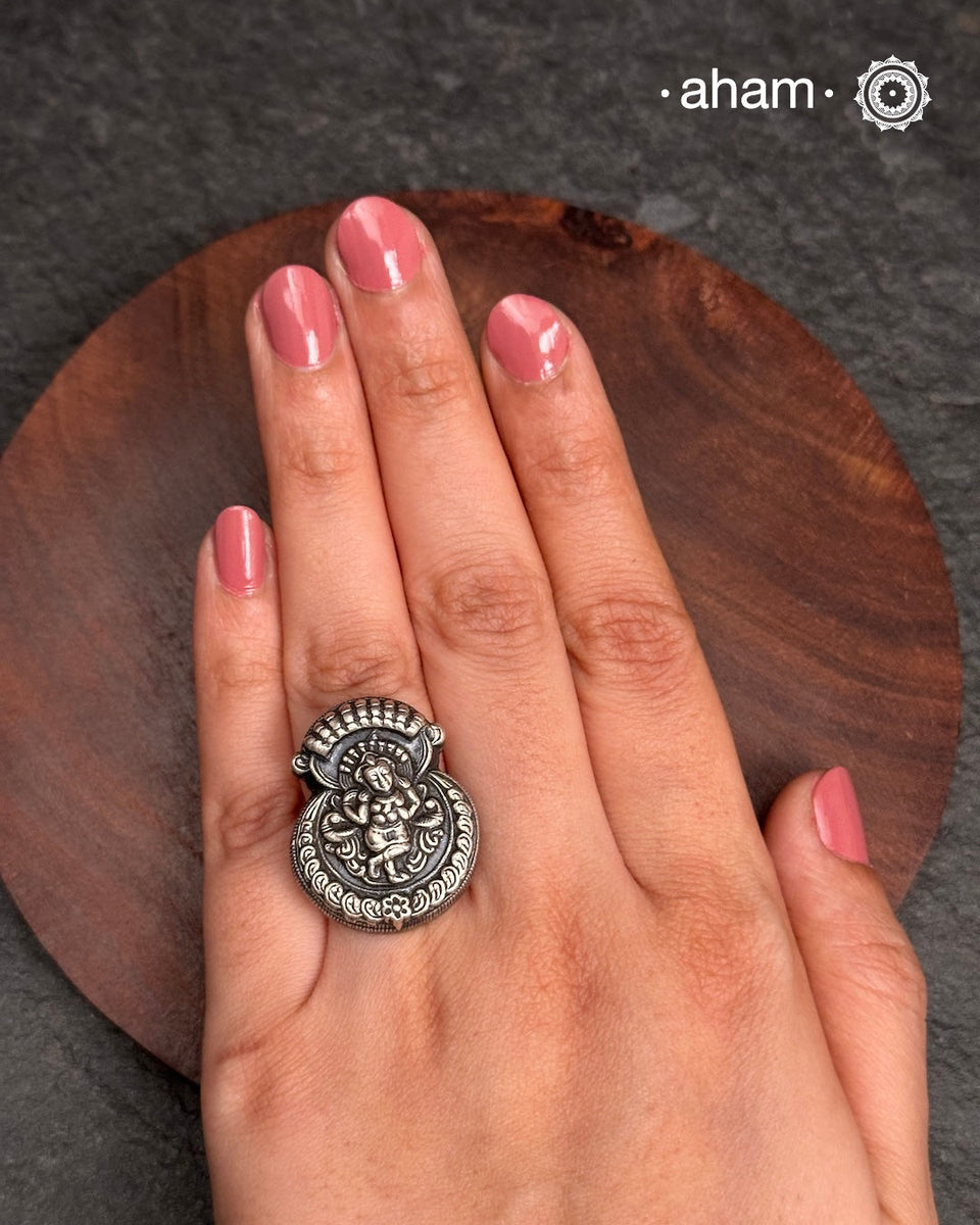 Krishna Silver Ring – aham jewellery | handcrafted silver jewellery