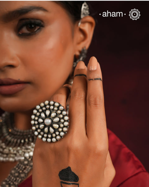 Stylish Pearl Ring in 92.5 Sterling Silver.Versatile and ever so stylish.  Goes with a variety of outfits.
