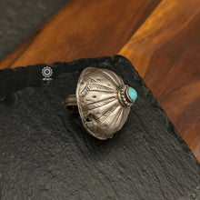 One from our last lot of silver jewellery from Afghanistan. A beautiful large ring with a turquoise stone highlight.