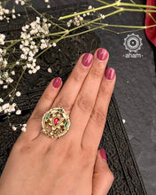 Festive gold polish adjustable ring, handcrafted in silver. Perfect for special occasions and festivities. 