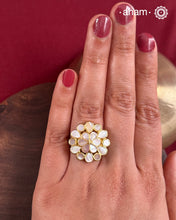 Embrace the allure of timeless elegance with Aham Jewellery’s latest Mother of Pearl collection, a radiant choice for festive celebrations and weddings.The ring is crafted in 92.5 silver and adorned with a luxurious gold polish, capturing the iridescent beauty of mother of pearl.This collection is designed with festivities, bridesmaids, and destination weddings in mind, offering a versatile blend of tradition and contemporary charm. 