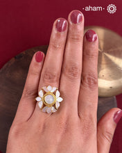 Mother of Pearl Gold Polish Silver Ring