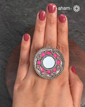 Handcrafted Silver Ring with mirror in the center