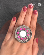Handcrafted Silver Ring with mirror in the center