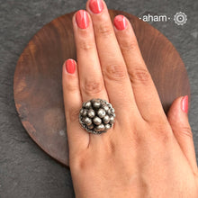 Tribal silver adjustable ring with a bunch of ghungroos.Perfect to pair with your ethnic clothing.
