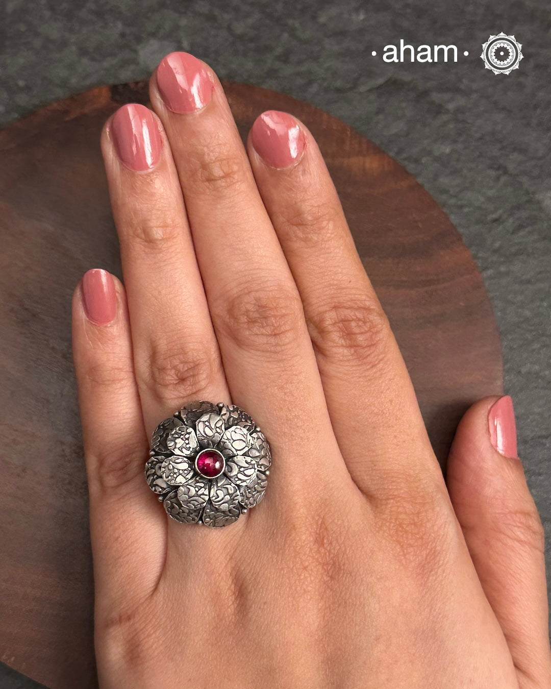 Shivneri Flower Silver Ring