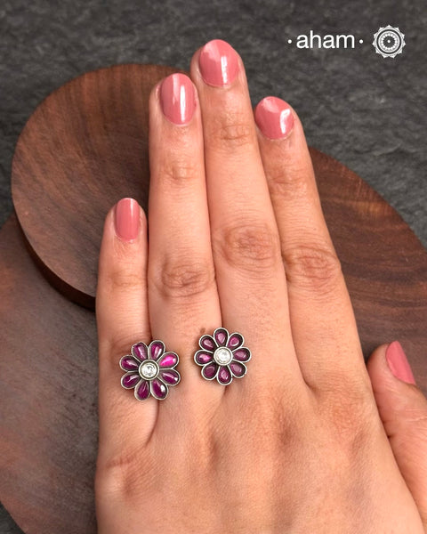 Shivneri Flower Silver Ring