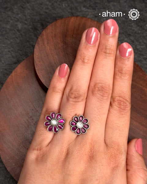 Shivneri Flower Silver Ring