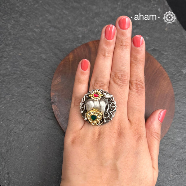 Cow Two Tone Silver Ring